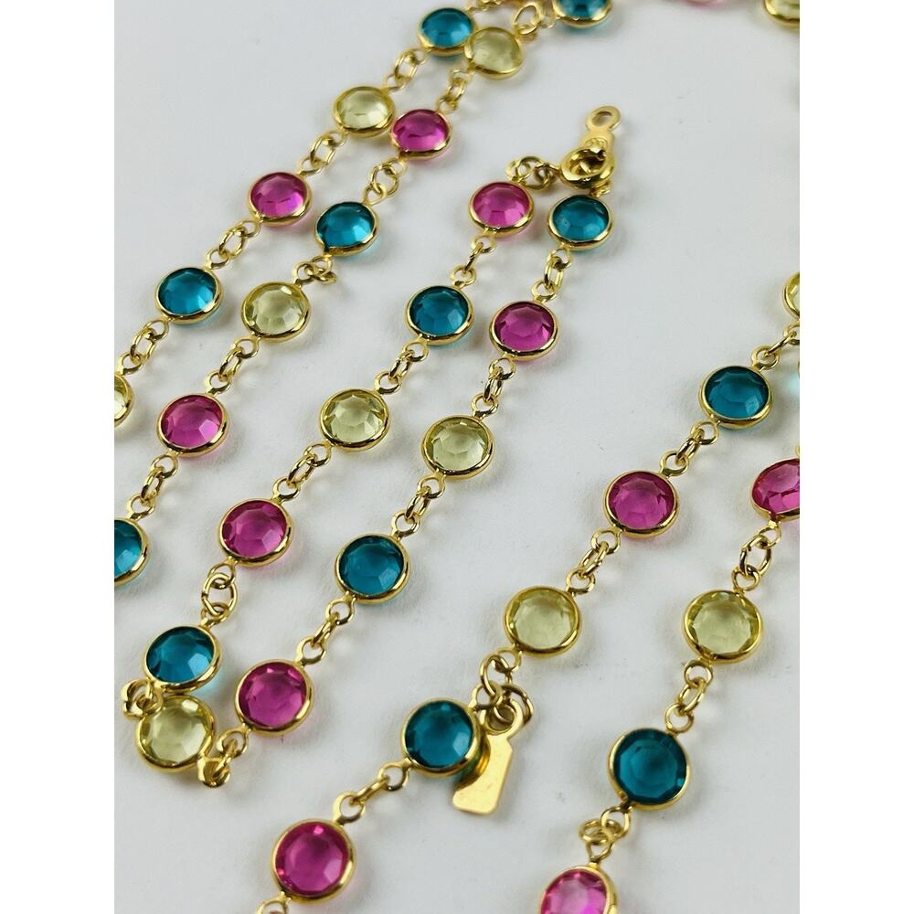 Set Necklace Bracelet Crystal Open Bezel Swarovski w/Swan Tag logo Pink Green Go